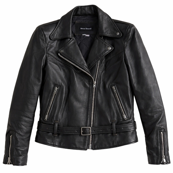 Steer Brand Jackets & Blazers - Steer Brand Black Leather Moto Jacket Belted Zip Front Size 14 USA